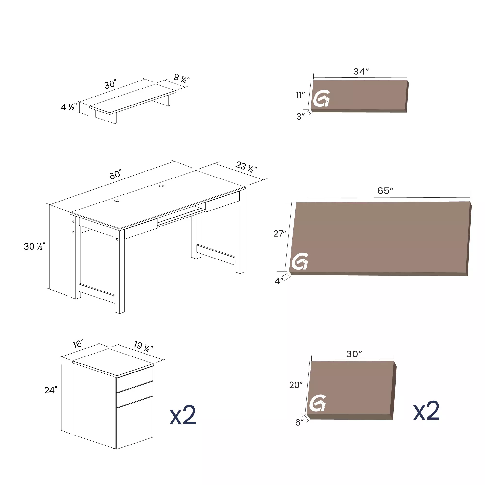Loft 60" Executive Desk Set - Image 13