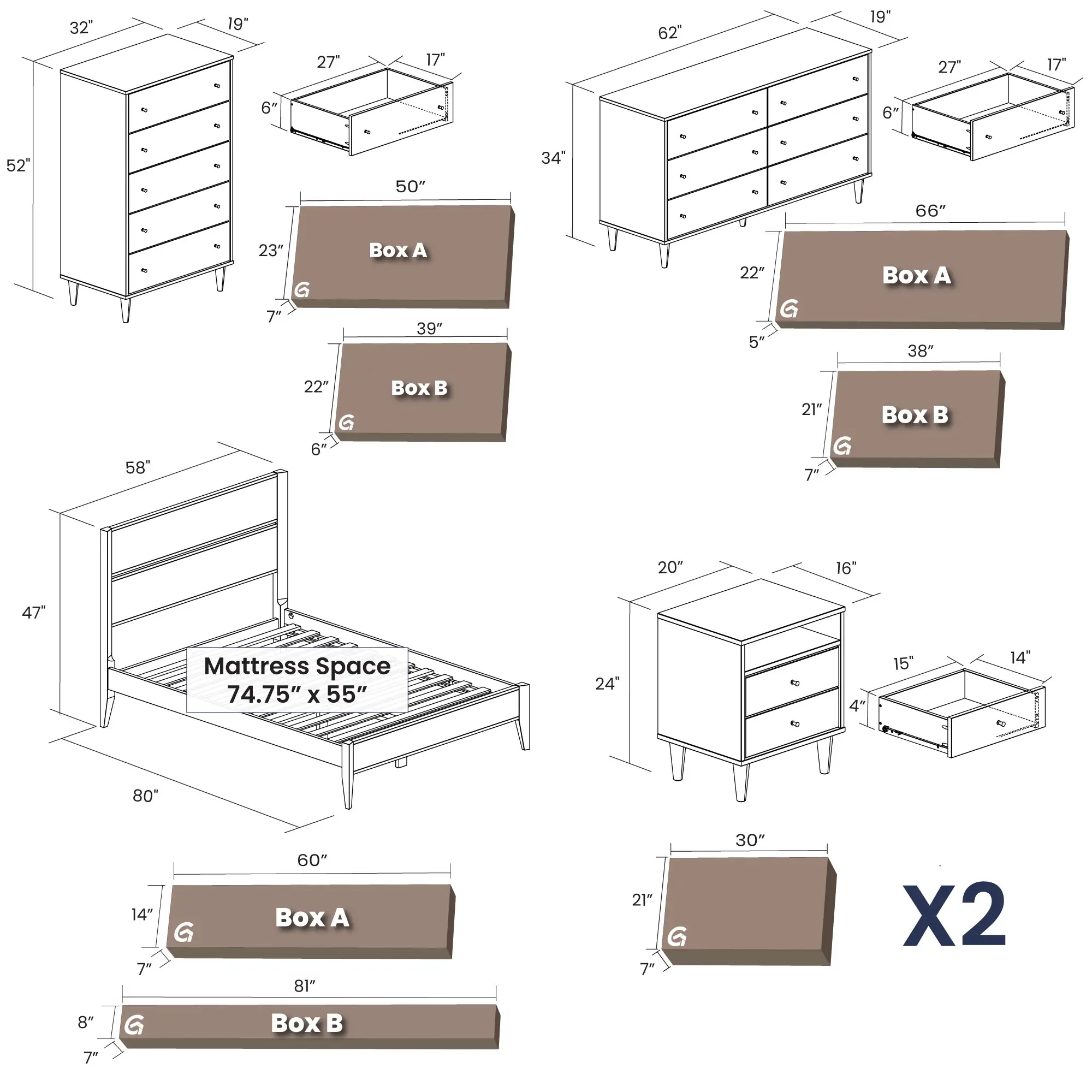 Mid Century Bedroom Set (5-Piece) - Image 8