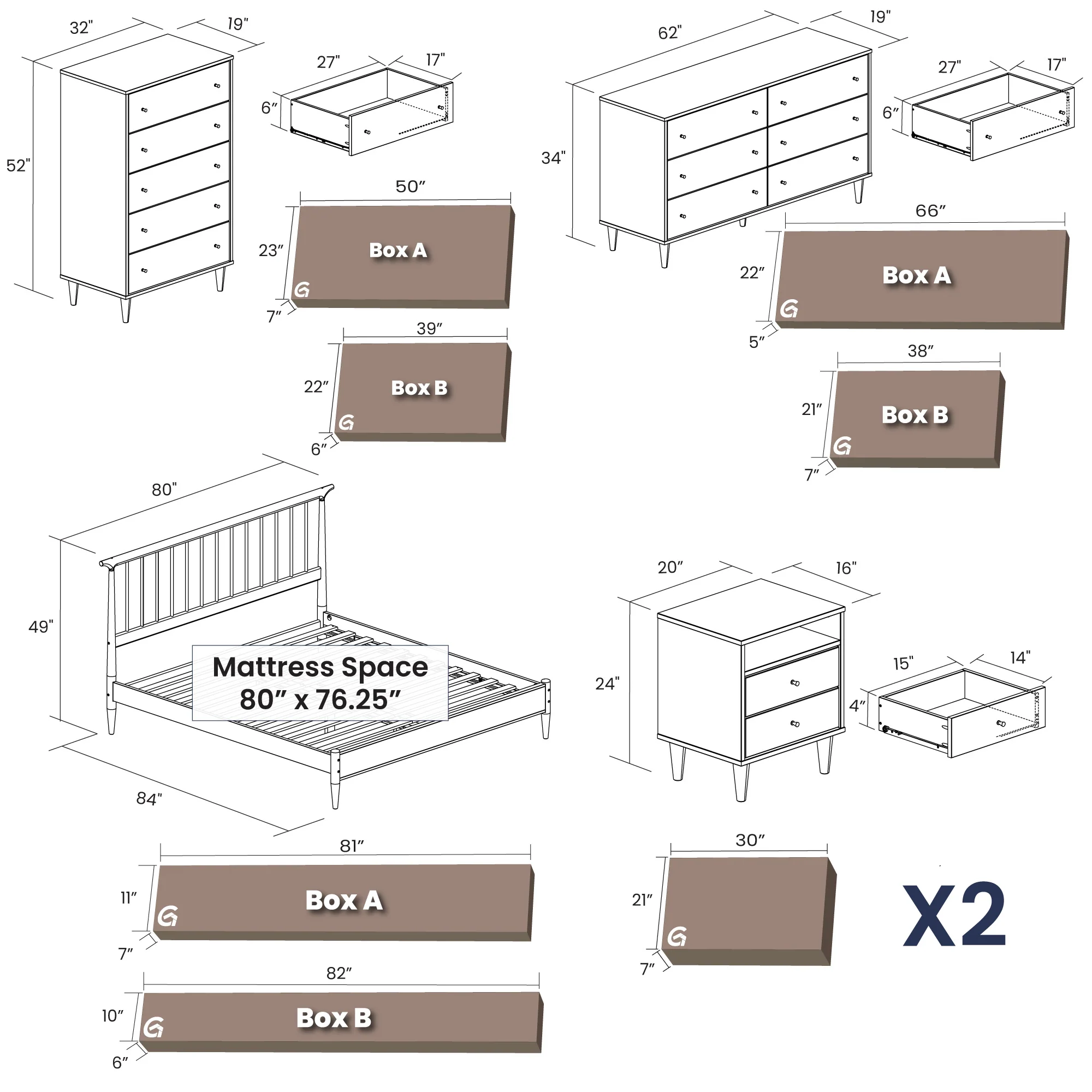 Mid Century Spindle Bedroom Set (5-Piece) - Image 13